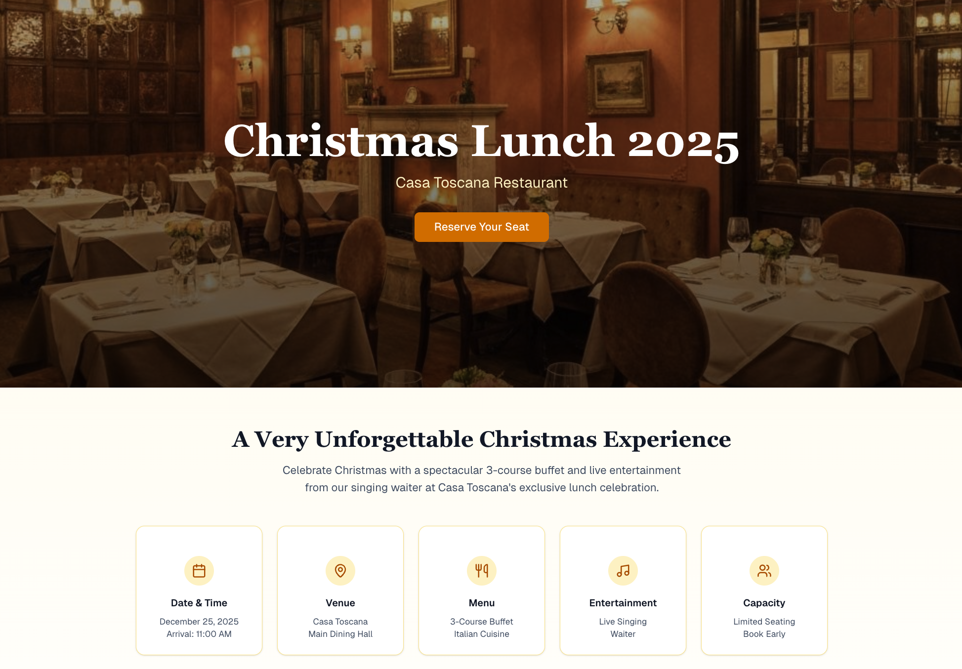 Seat reservation interface for events or services